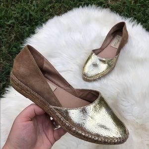 Anthropologie Gaimo Espadrille Gold Slip Ons